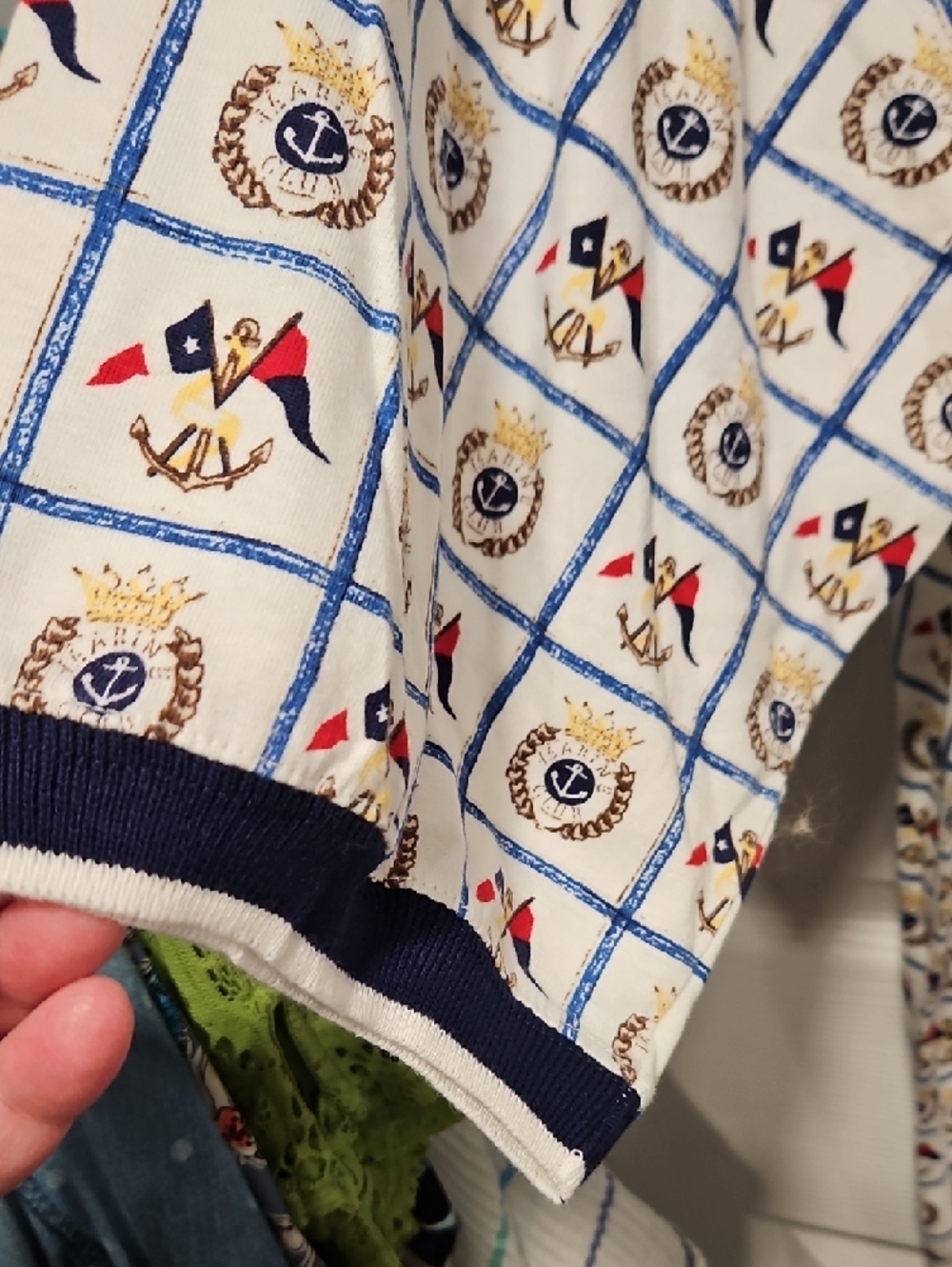 Duck Head White Polo with Navy Collar and Yellow Neck Detail - Picture 4 of 5